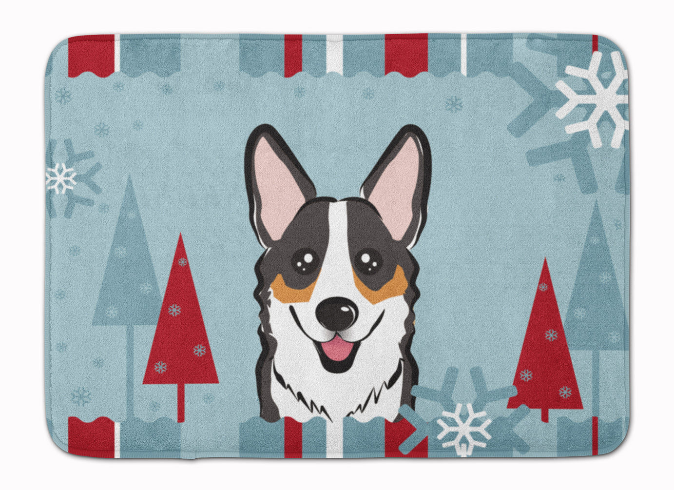 Winter Holiday Tricolor Corgi Machine Washable Memory Foam Mat BB1751RUG - the-store.com