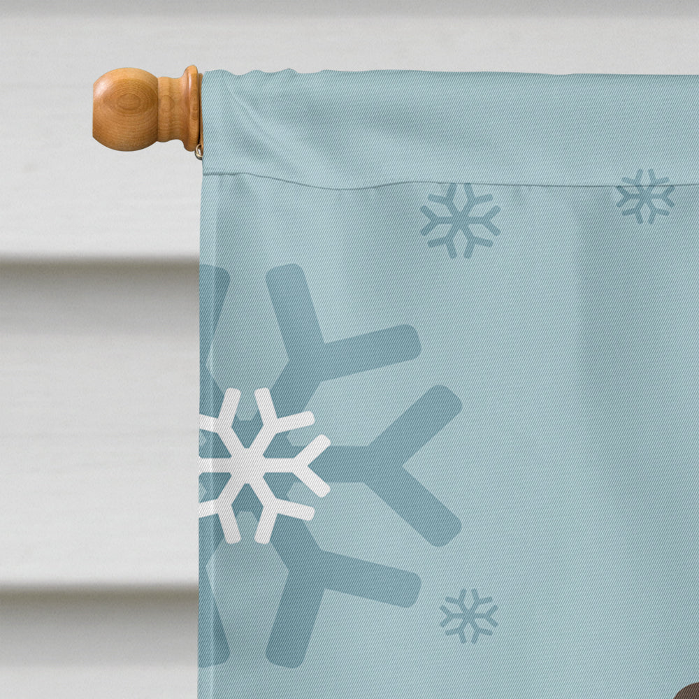 Winter Holiday Chocolate Brown Poodle Flag Canvas House Size BB1752CHF  the-store.com.