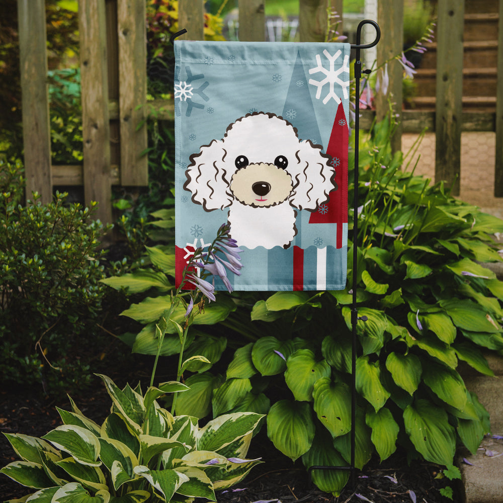 Winter Holiday White Poodle Flag Garden Size BB1753GF.