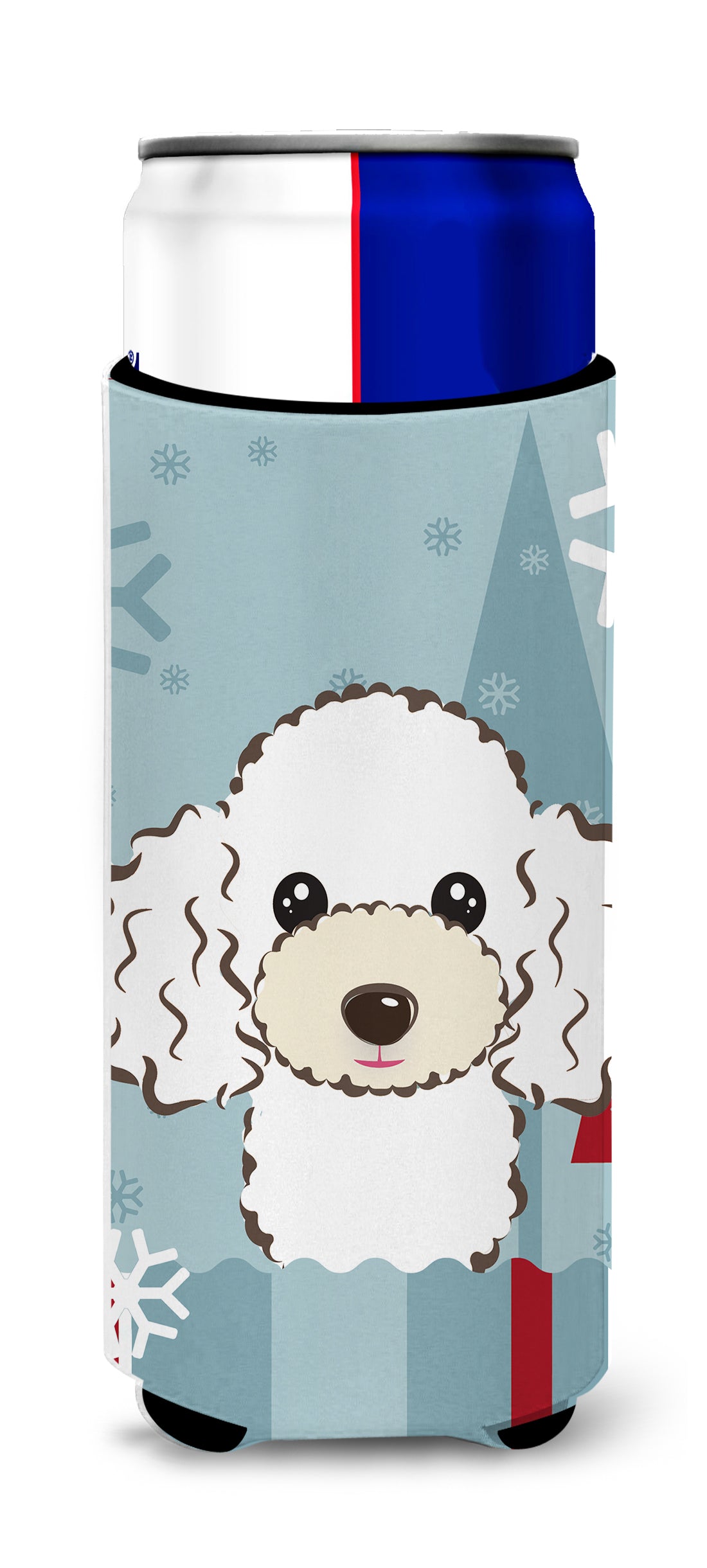 Winter Holiday White Poodle Ultra Beverage Insulators for slim cans BB1753MUK  the-store.com.