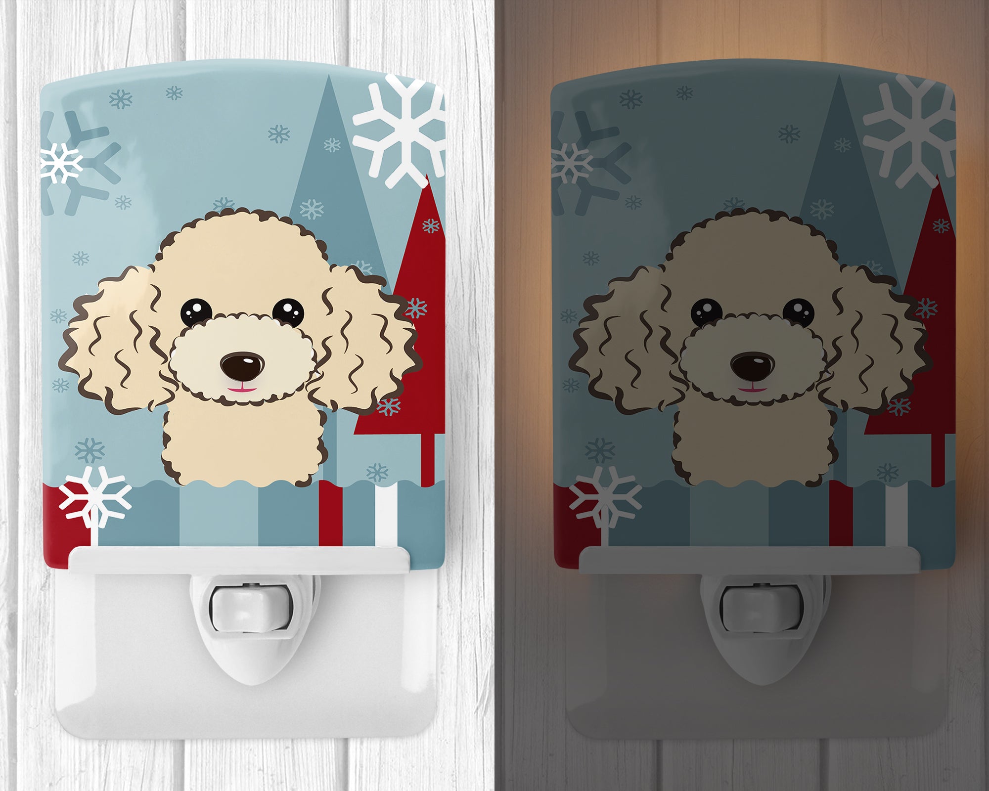 Winter Holiday Buff Poodle Ceramic Night Light BB1754CNL - the-store.com