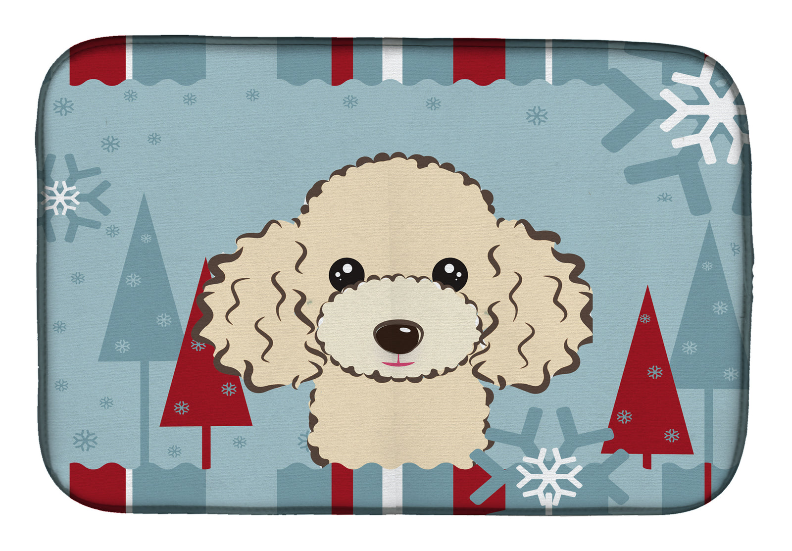 Winter Holiday Buff Poodle Dish Drying Mat BB1754DDM  the-store.com.