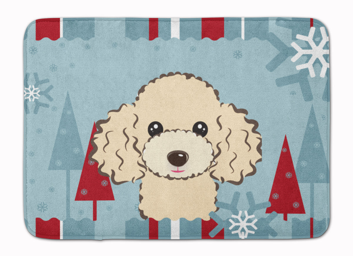 Winter Holiday Buff Poodle Machine Washable Memory Foam Mat BB1754RUG - the-store.com