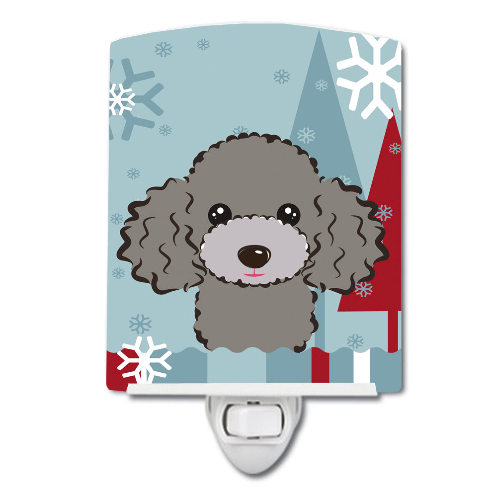 Winter Holiday Silver Gray Poodle Ceramic Night Light BB1755CNL - the-store.com