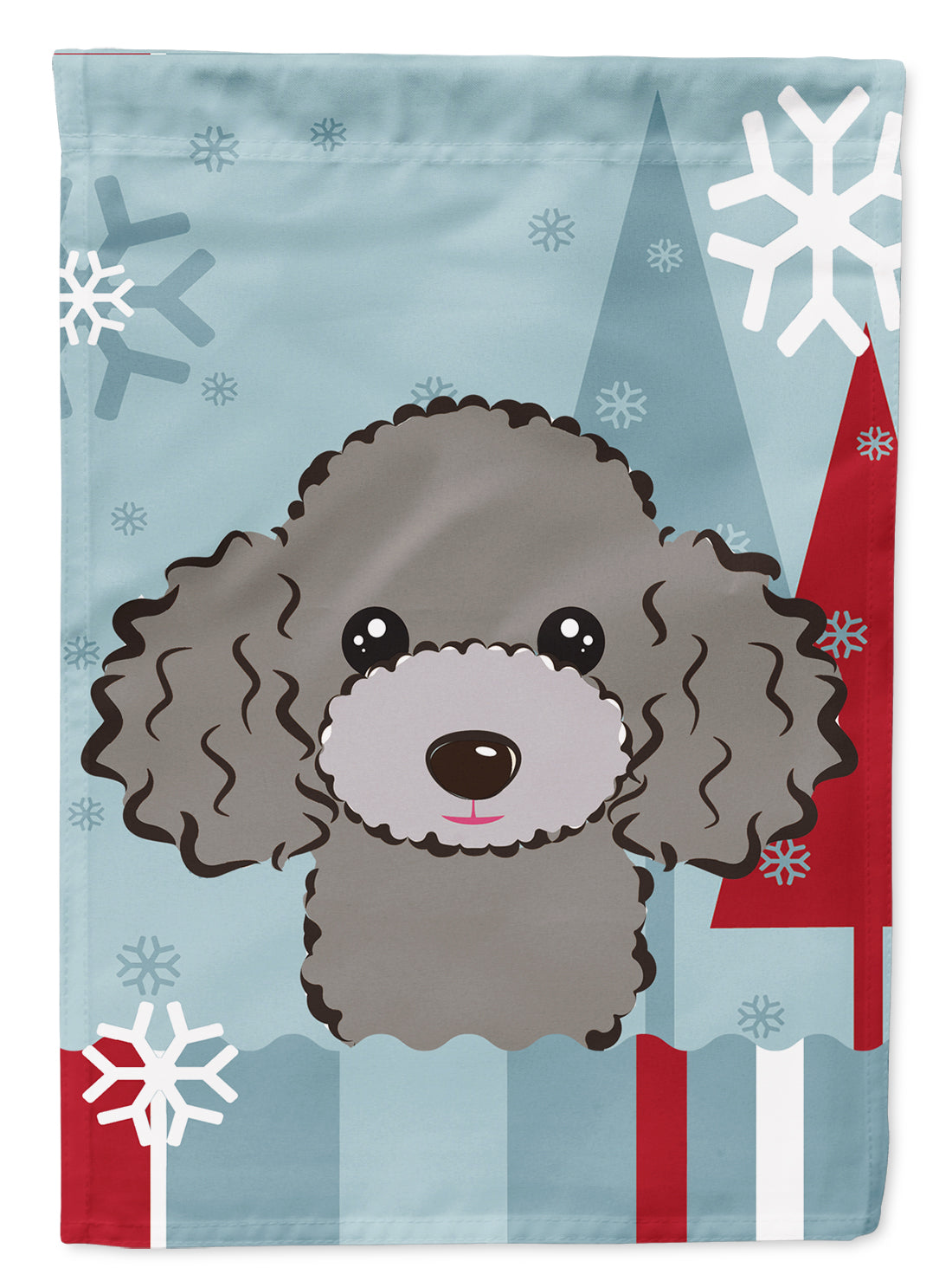 Winter Holiday Silver Gray Poodle Flag Garden Size BB1755GF.