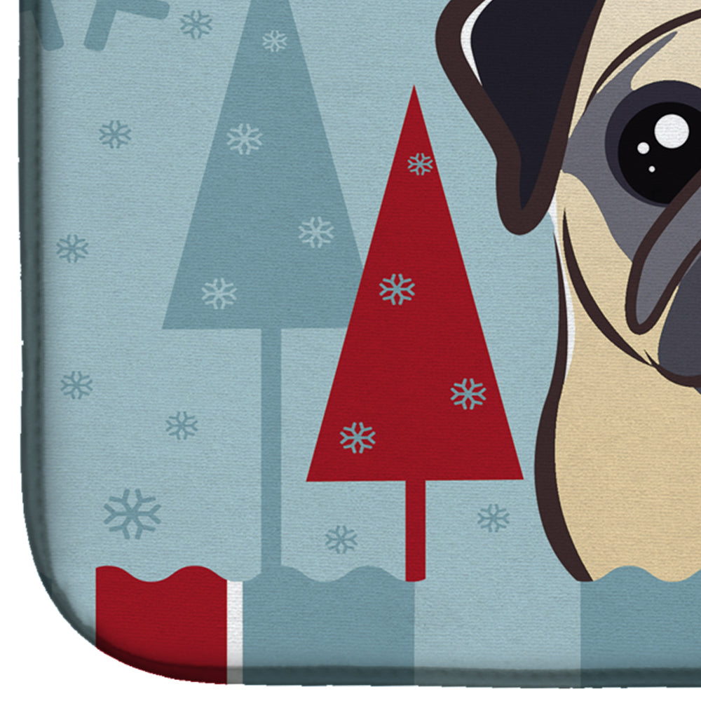 Winter Holiday Fawn Pug Dish Drying Mat BB1758DDM  the-store.com.