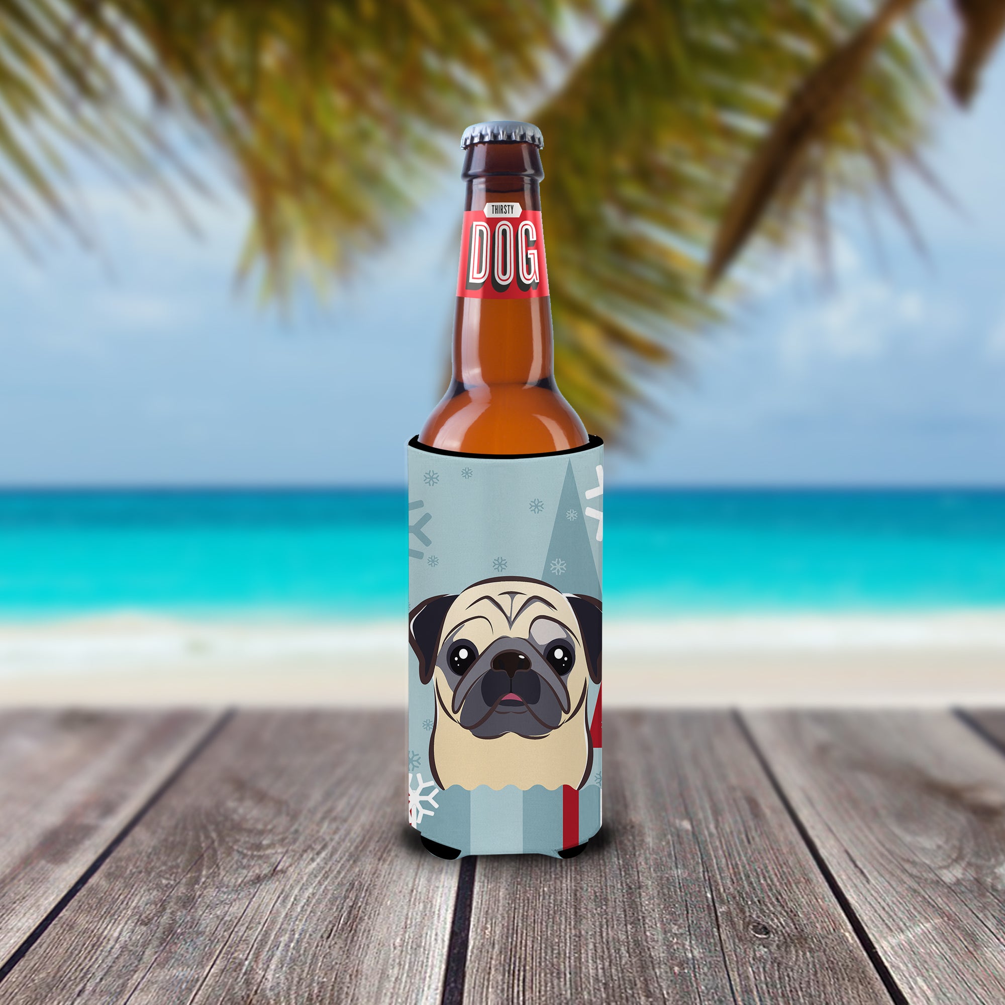 Winter Holiday Fawn Pug Ultra Beverage Insulators for slim cans BB1758MUK  the-store.com.