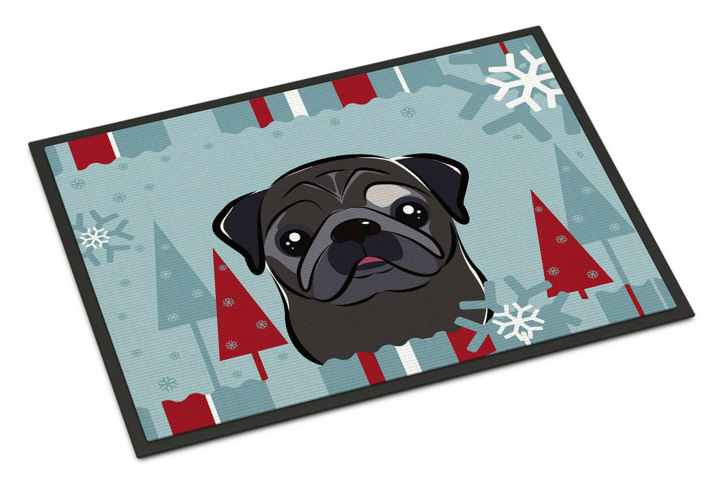 Winter Holiday Black Pug Indoor or Outdoor Mat 24x36 BB1759JMAT - the-store.com