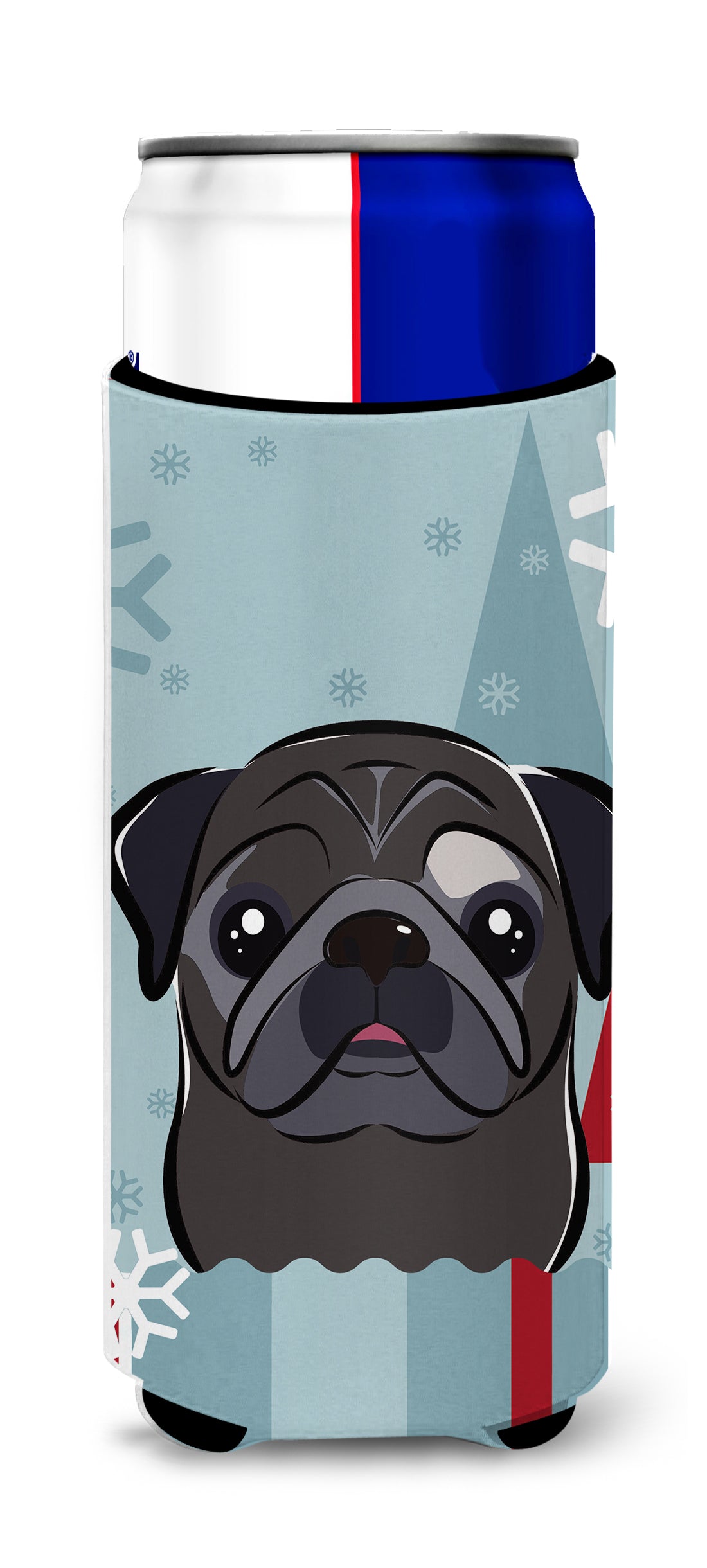 Winter Holiday Black Pug Ultra Beverage Insulators for slim cans BB1759MUK  the-store.com.