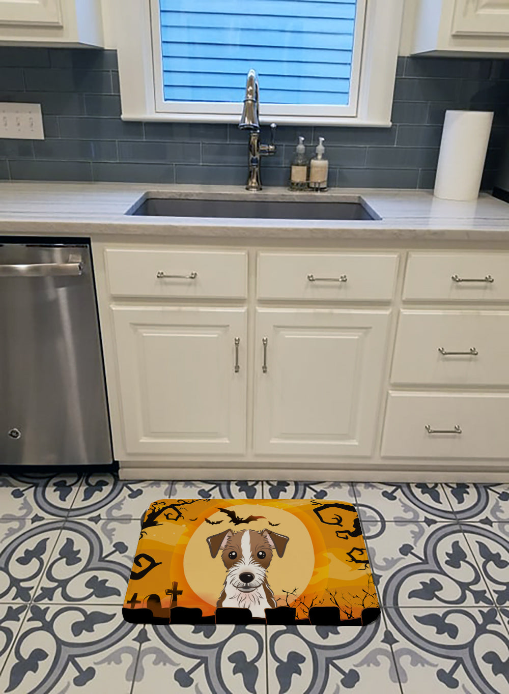 Halloween Jack Russell Terrier Machine Washable Memory Foam Mat BB1760RUG - the-store.com