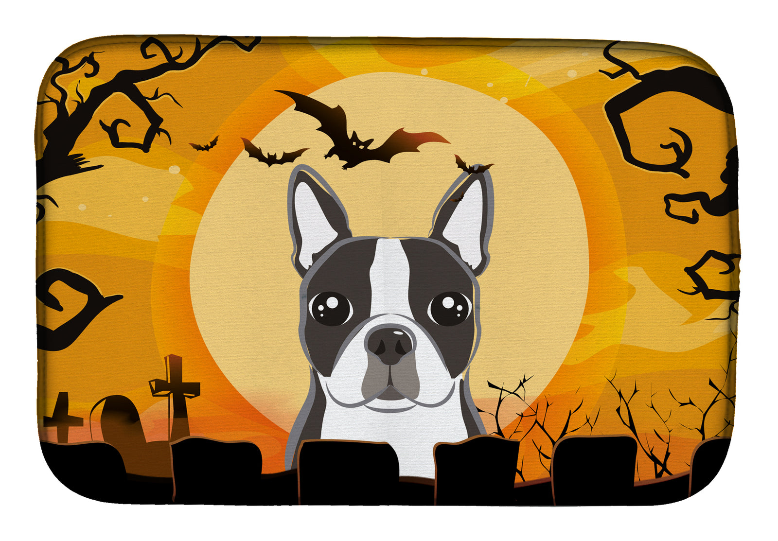 Halloween Boston Terrier Dish Drying Mat BB1761DDM  the-store.com.