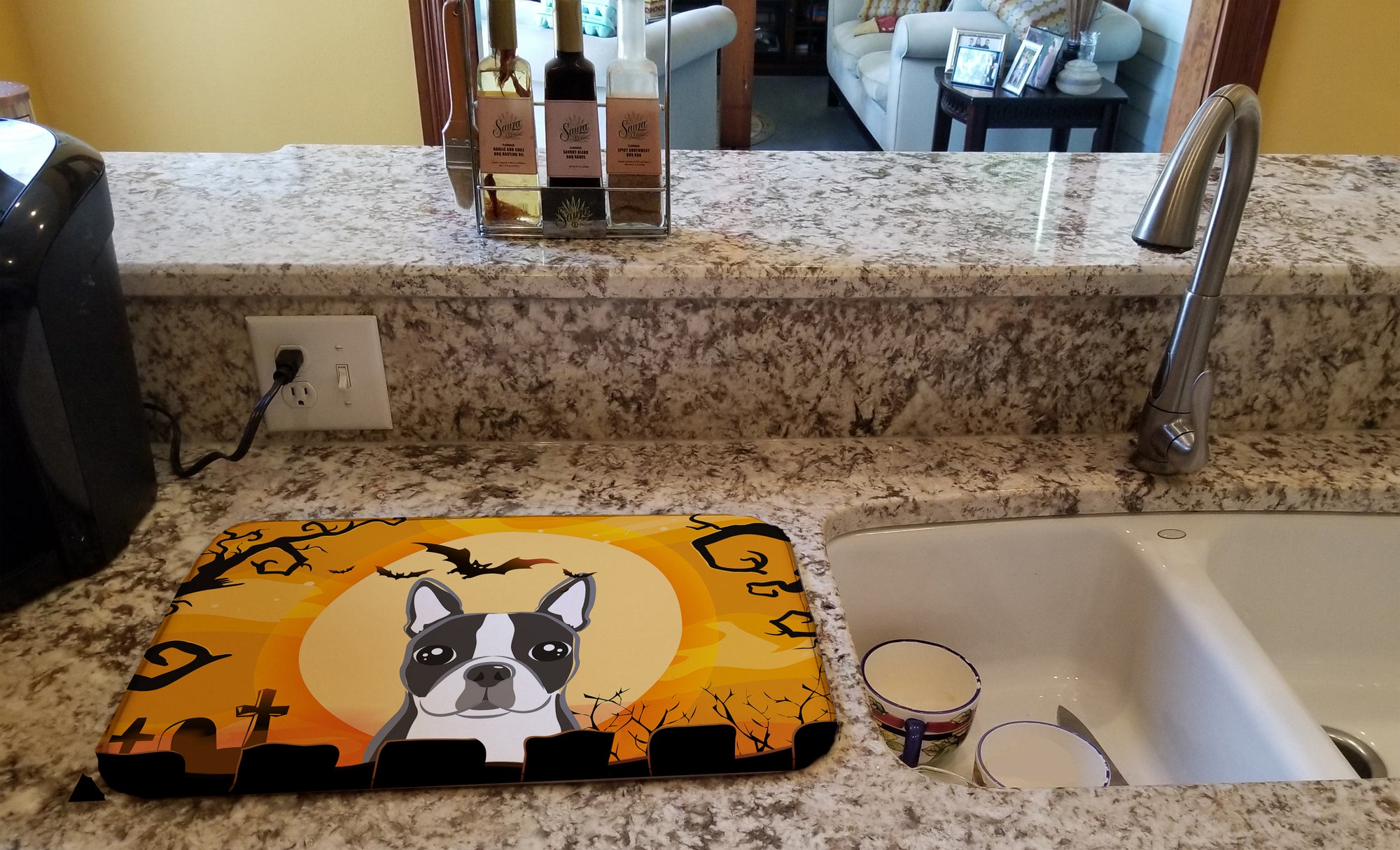 Halloween Boston Terrier Dish Drying Mat BB1761DDM  the-store.com.