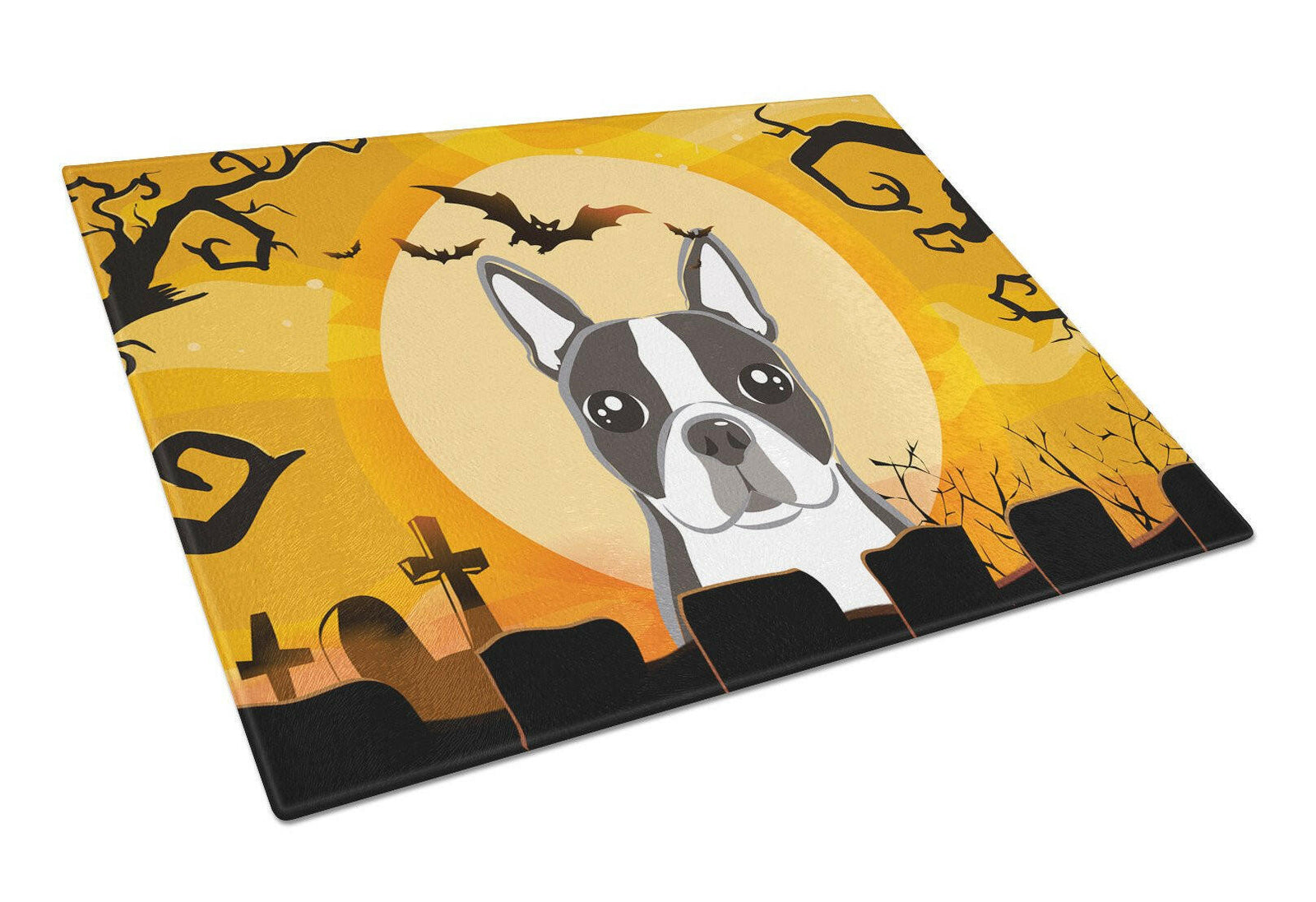 Halloween Boston Terrier Glass Cutting Board Large BB1761LCB by Caroline's Treasures