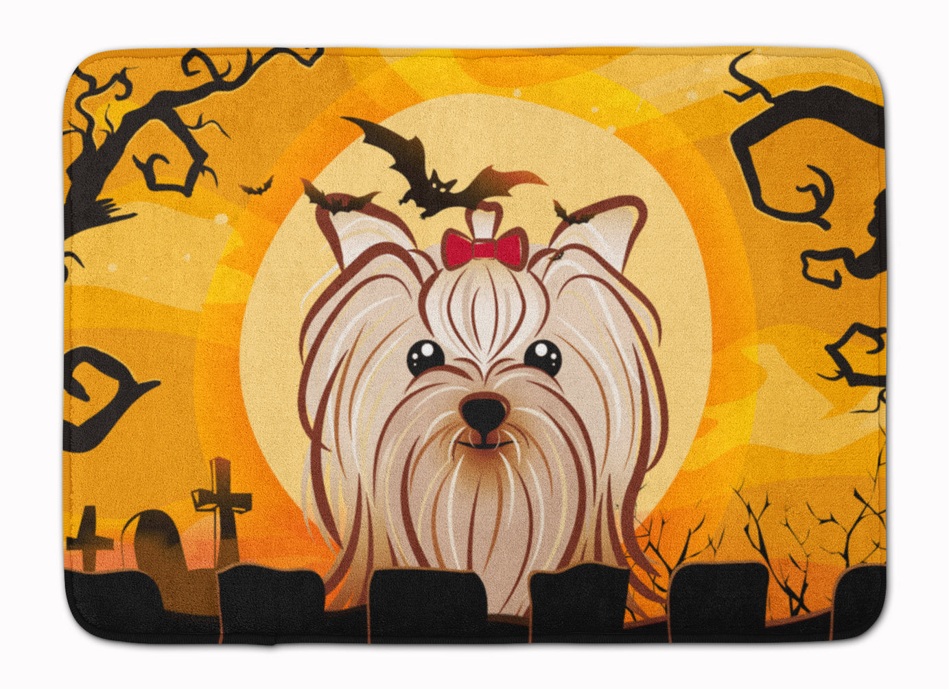 Halloween Yorkie Yorkishire Terrier Machine Washable Memory Foam Mat BB1762RUG - the-store.com