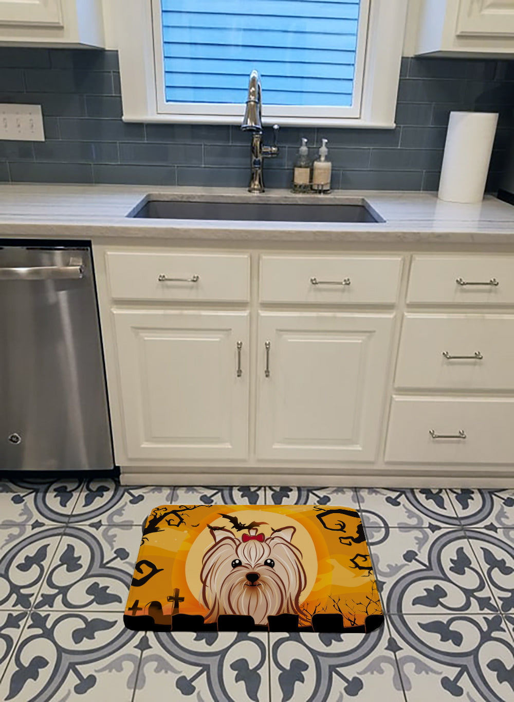 Halloween Yorkie Yorkishire Terrier Machine Washable Memory Foam Mat BB1762RUG - the-store.com