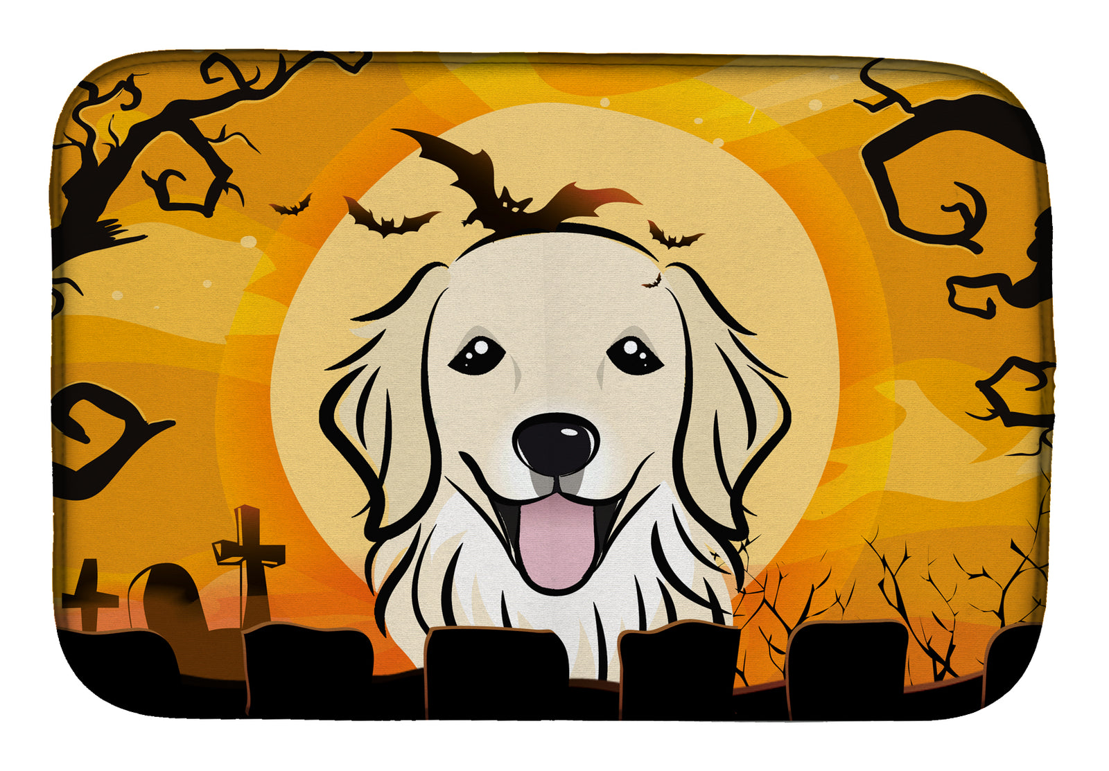 Halloween Golden Retriever Dish Drying Mat BB1763DDM  the-store.com.