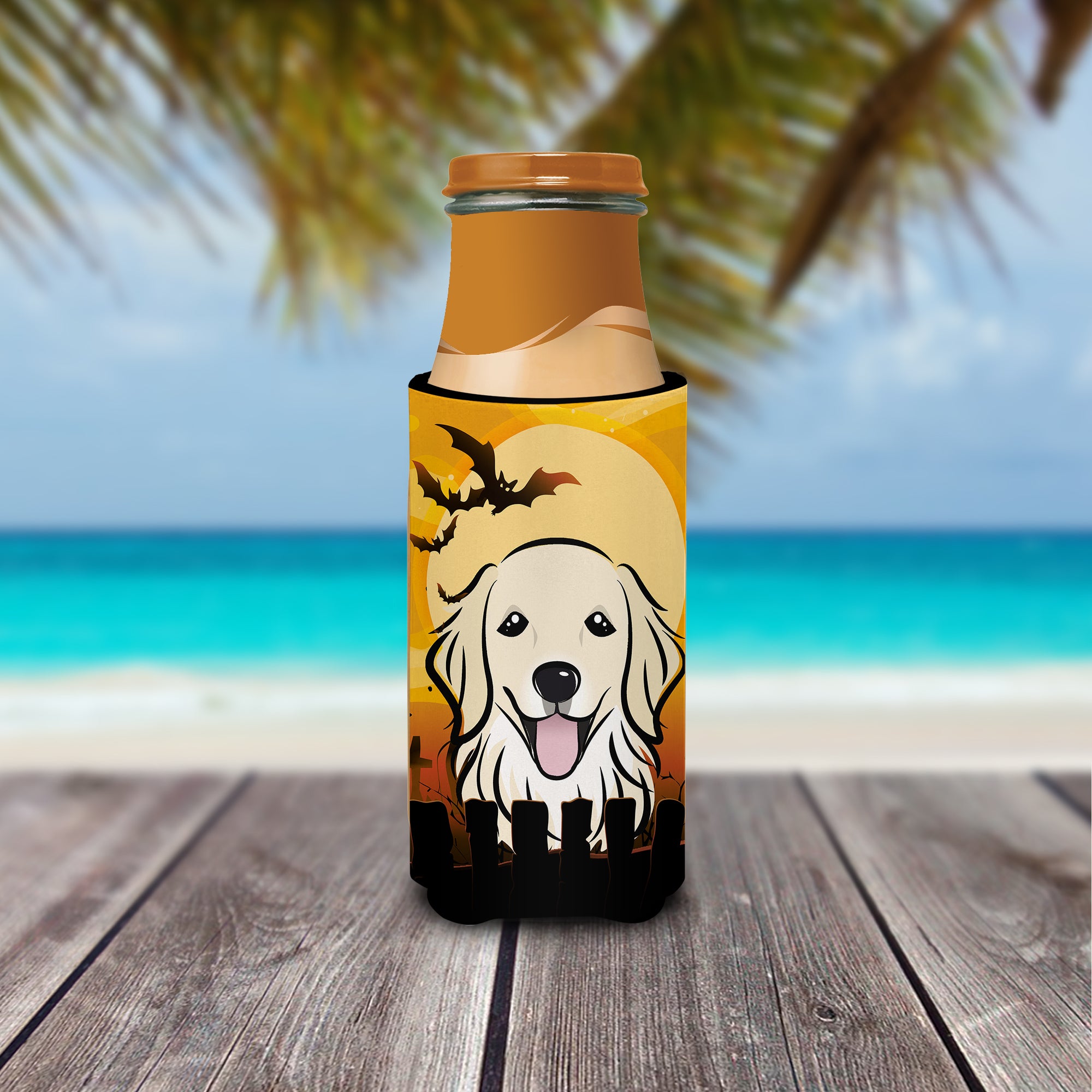 Halloween Golden Retriever Ultra Beverage Insulators for slim cans BB1763MUK  the-store.com.