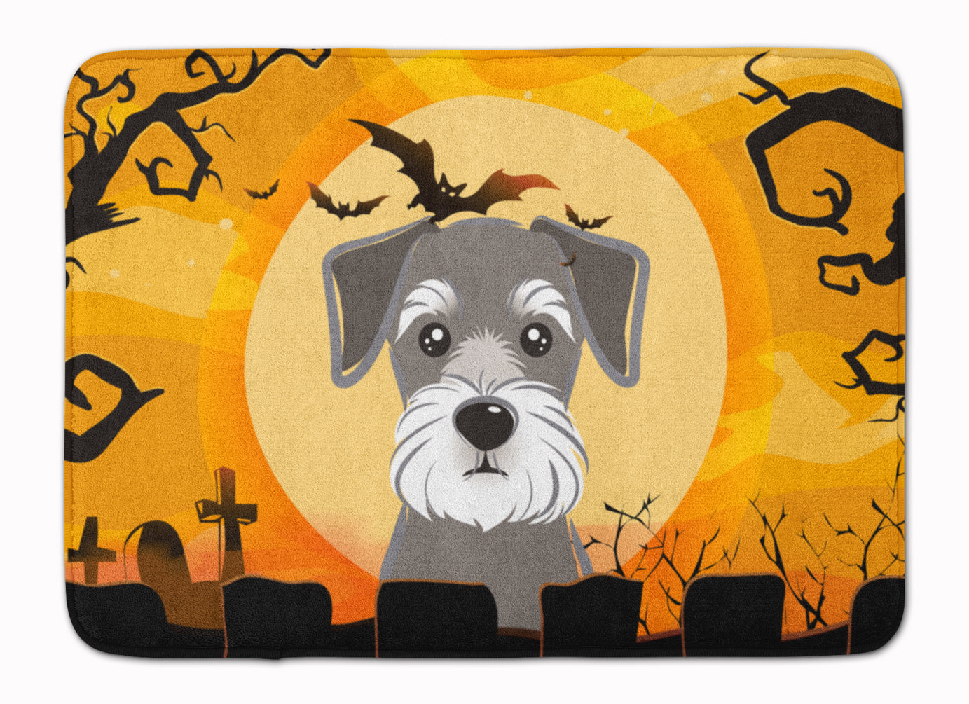 Halloween Schnauzer Machine Washable Memory Foam Mat BB1764RUG - the-store.com