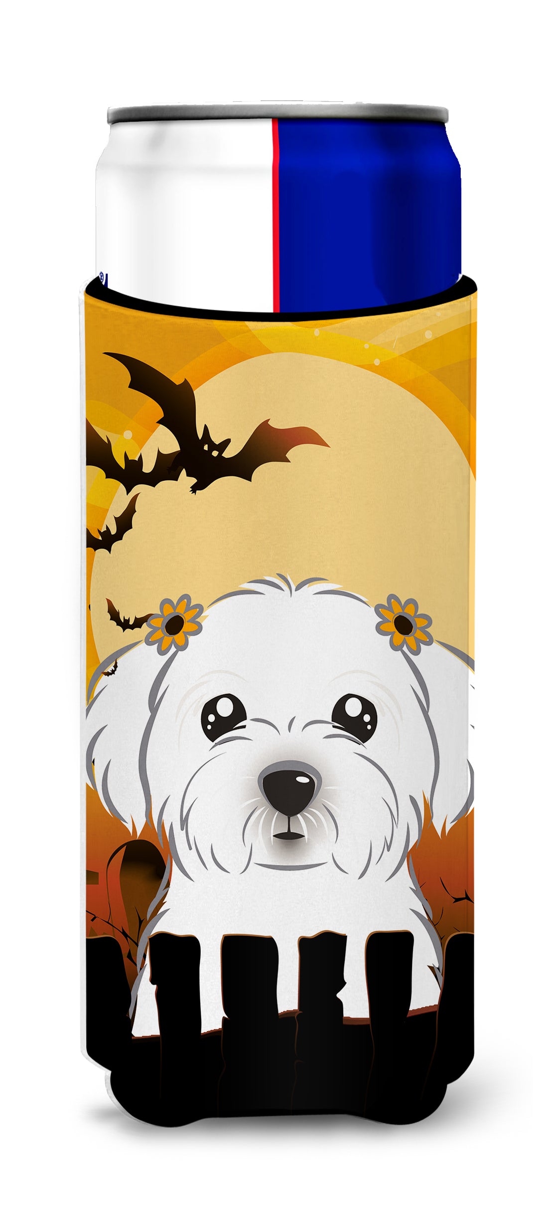 Halloween Maltese Ultra Beverage Insulators for slim cans BB1766MUK  the-store.com.