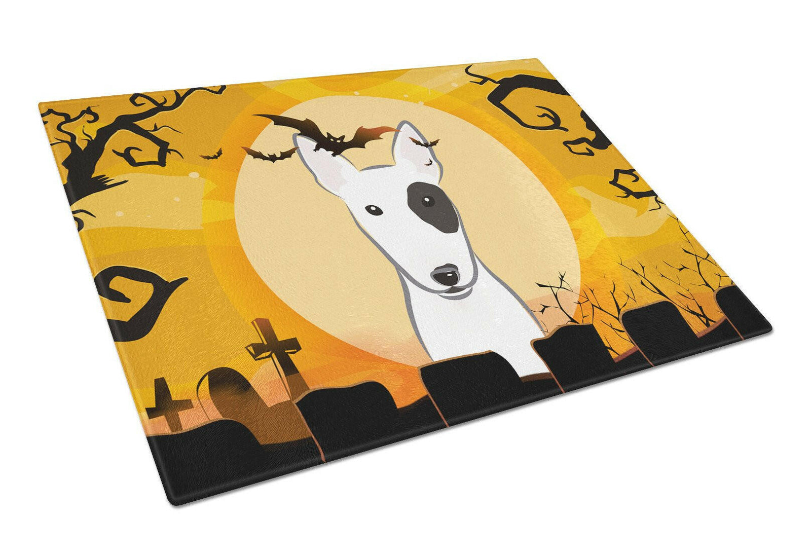 Halloween Bull Terrier Glass Cutting Board Large BB1767LCB by Caroline's Treasures