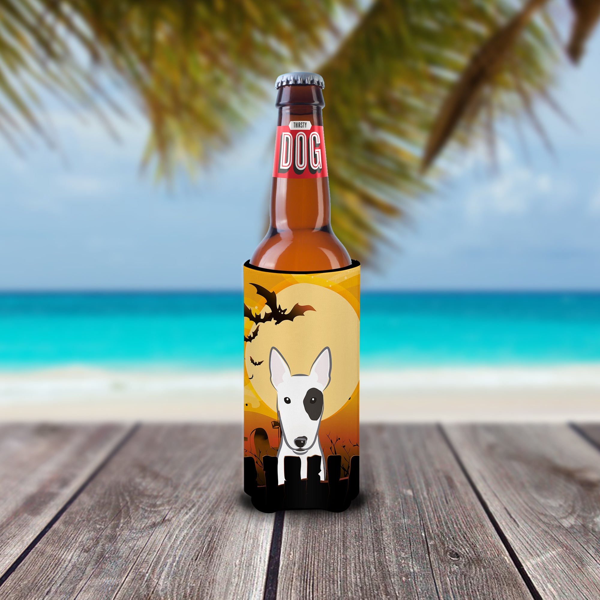 Halloween Bull Terrier Ultra Beverage Insulators for slim cans BB1767MUK  the-store.com.