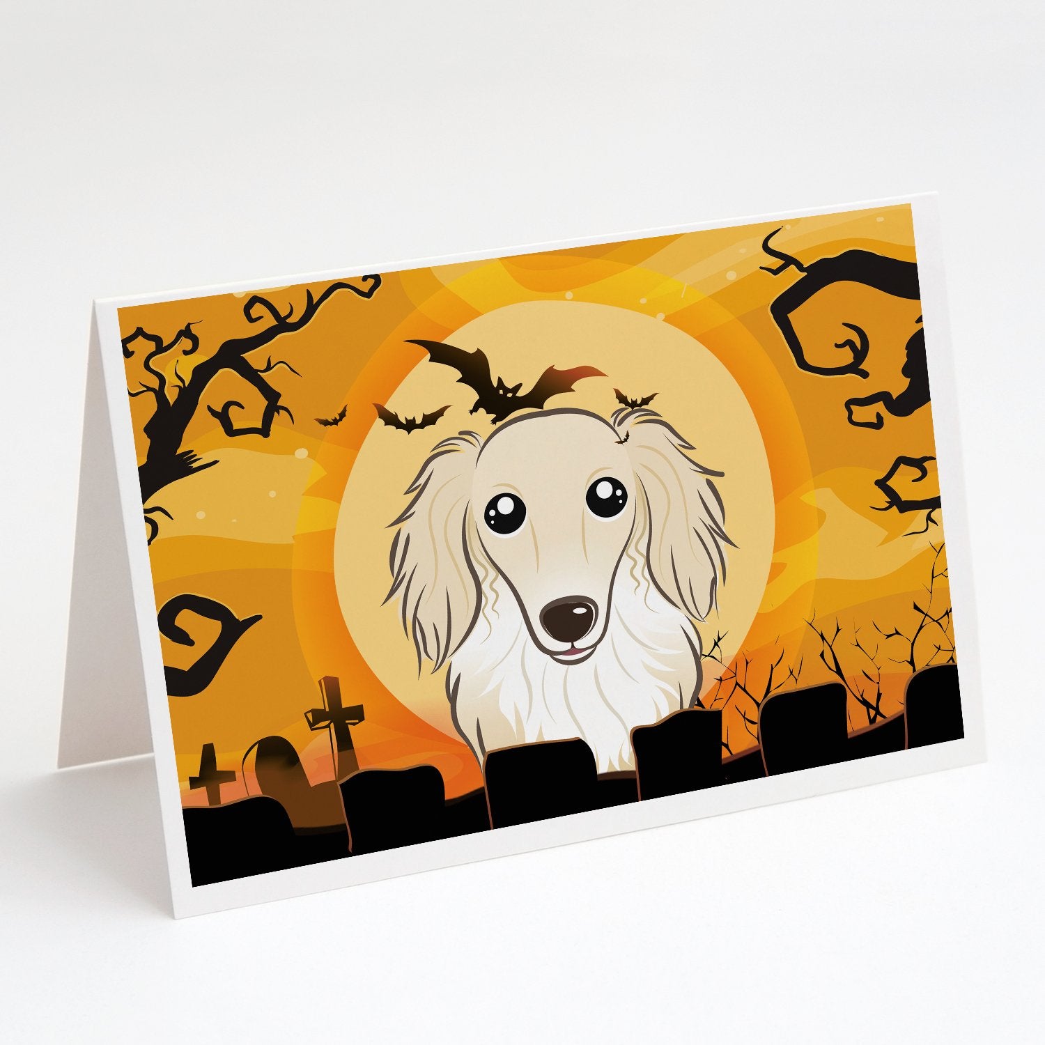 Buy this Halloween Longhair Creme Dachshund Greeting Cards and Envelopes Pack of 8