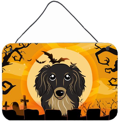 Halloween Longhair Black and Tan Dachshund Wall or Door Hanging Prints by Caroline's Treasures