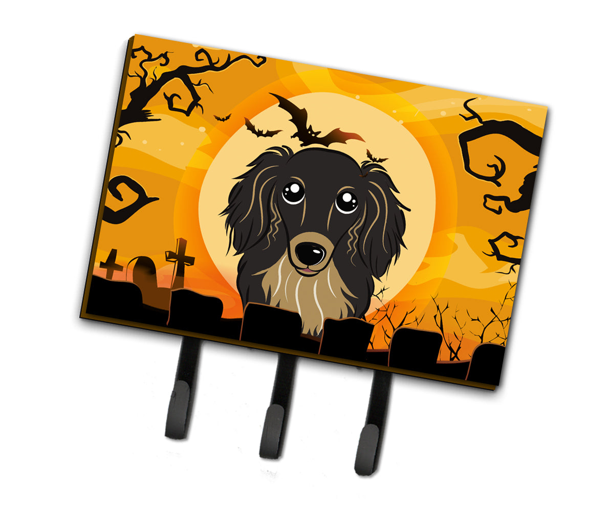 Halloween Longhair Black and Tan Dachshund Leash or Key Holder BB1771TH68  the-store.com.