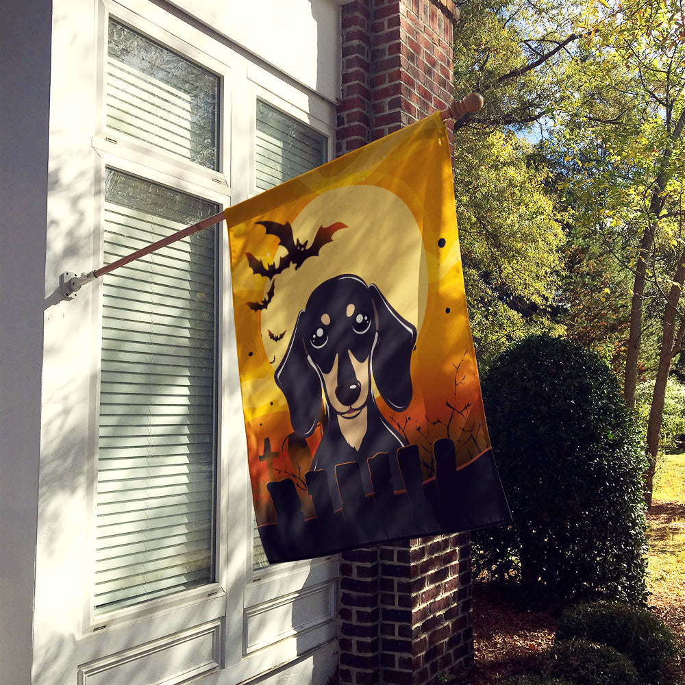 Halloween Smooth Black and Tan Dachshund Flag Canvas House Size BB1773CHF  the-store.com.