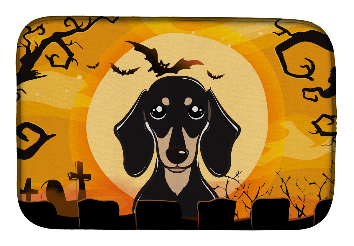 Halloween Smooth Black and Tan Dachshund Dish Drying Mat BB1773DDM  the-store.com.