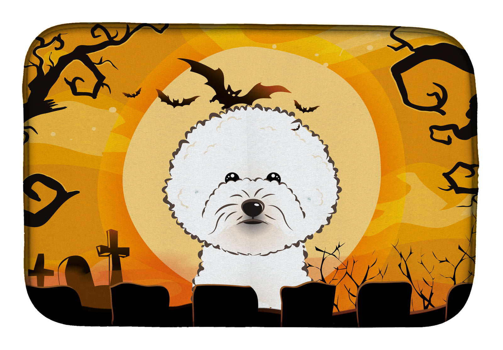 Halloween Bichon Frise Dish Drying Mat BB1775DDM  the-store.com.