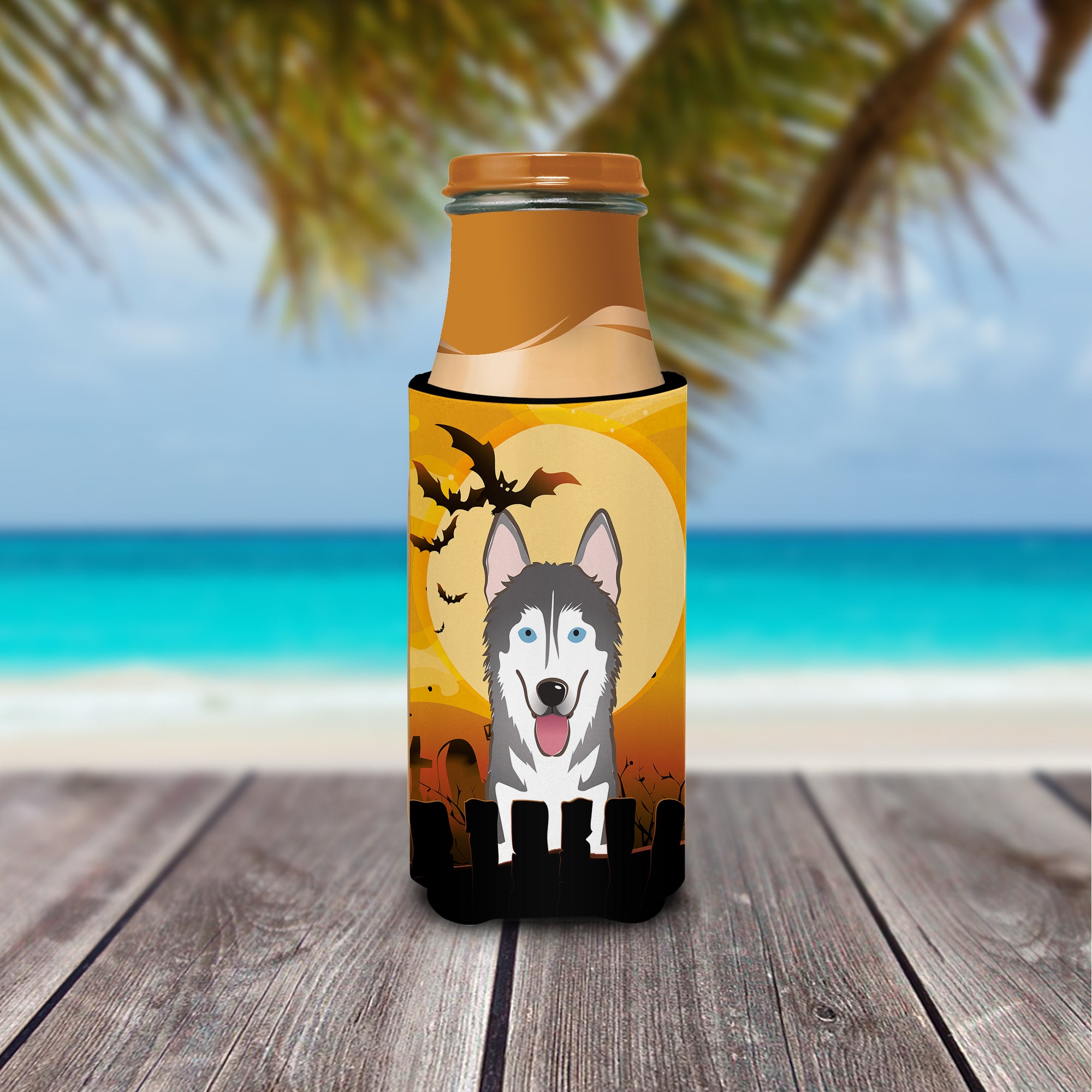 Halloween Alaskan Malamute Ultra Beverage Insulators for slim cans BB1776MUK  the-store.com.