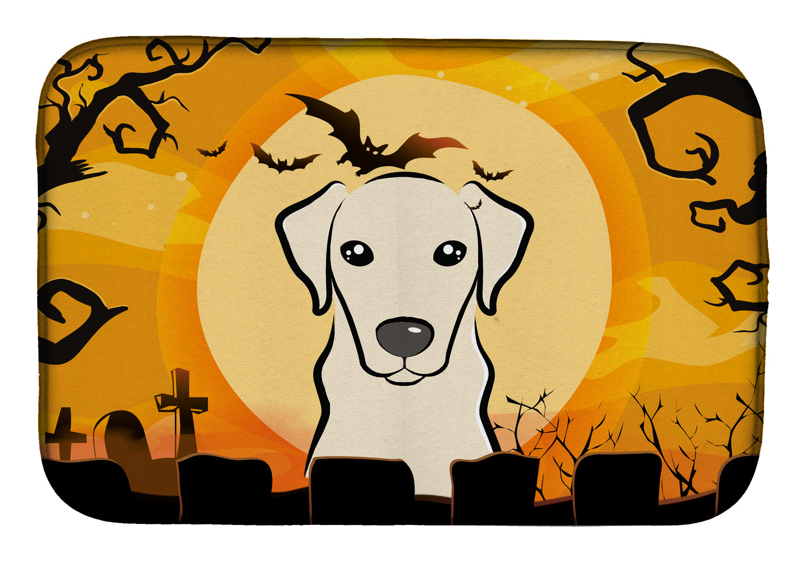 Halloween Yellow Labrador Dish Drying Mat BB1780DDM  the-store.com.