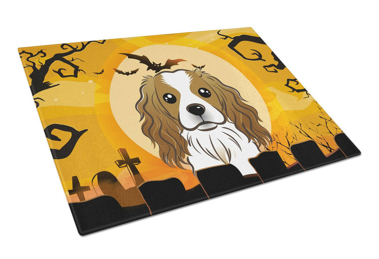 Halloween Cavalier Spaniel Glass Cutting Board Large BB1782LCB by Caroline's Treasures