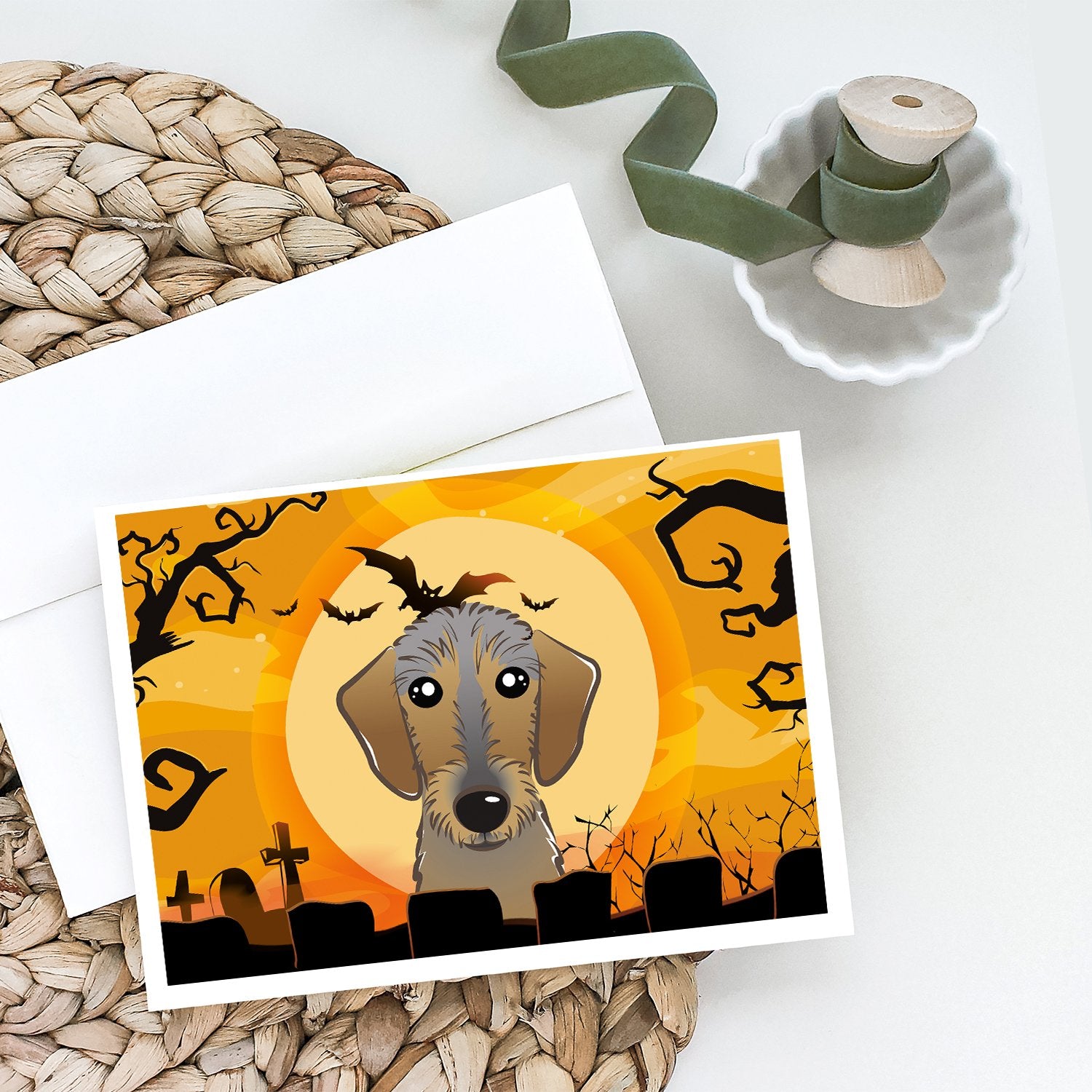 Buy this Halloween Wirehaired Dachshund Greeting Cards and Envelopes Pack of 8