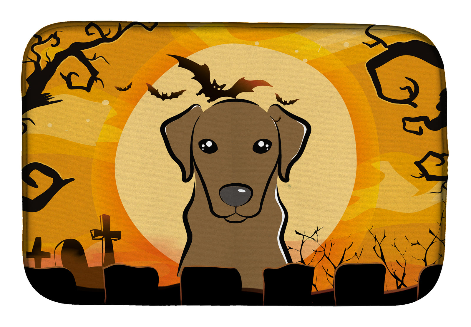 Halloween Chocolate Labrador Dish Drying Mat BB1792DDM  the-store.com.