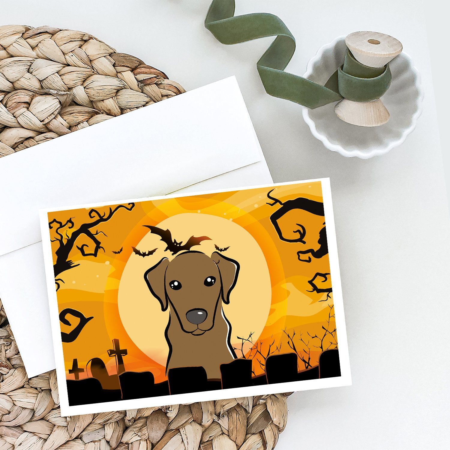 Buy this Halloween Chocolate Labrador Greeting Cards and Envelopes Pack of 8