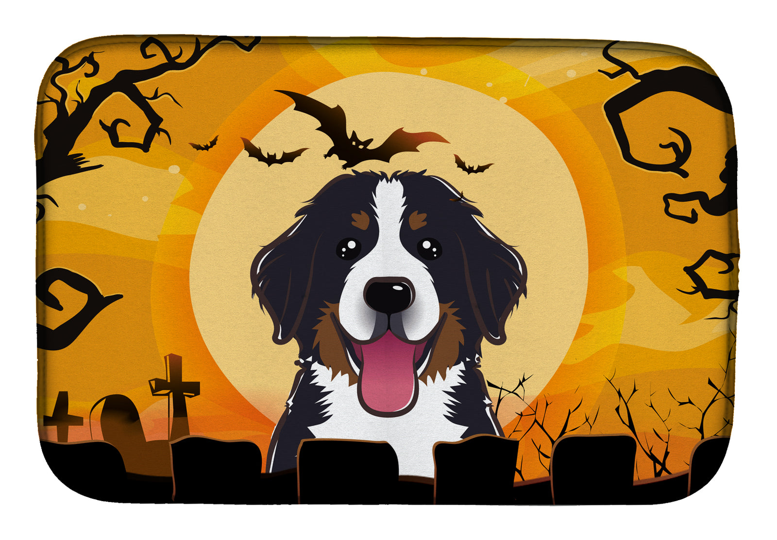 Halloween Bernese Mountain Dog Dish Drying Mat BB1795DDM  the-store.com.