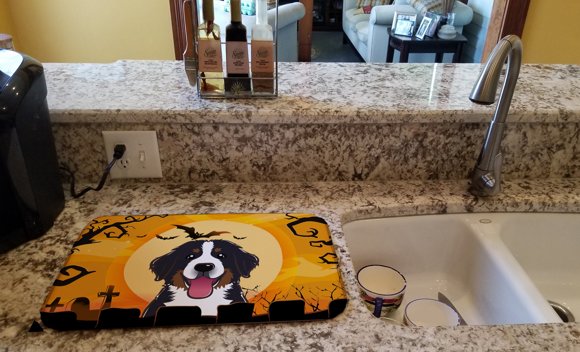 Halloween Bernese Mountain Dog Dish Drying Mat BB1795DDM  the-store.com.