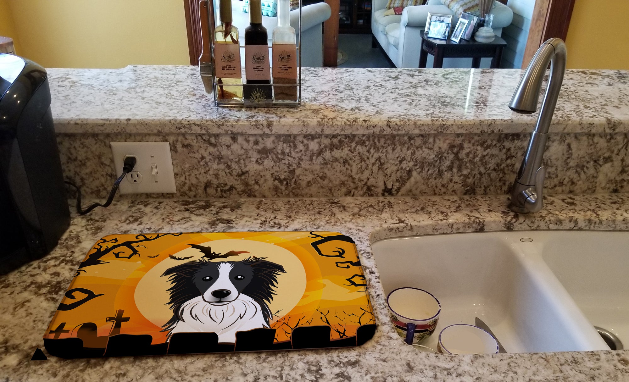 Halloween Border Collie Dish Drying Mat BB1799DDM  the-store.com.