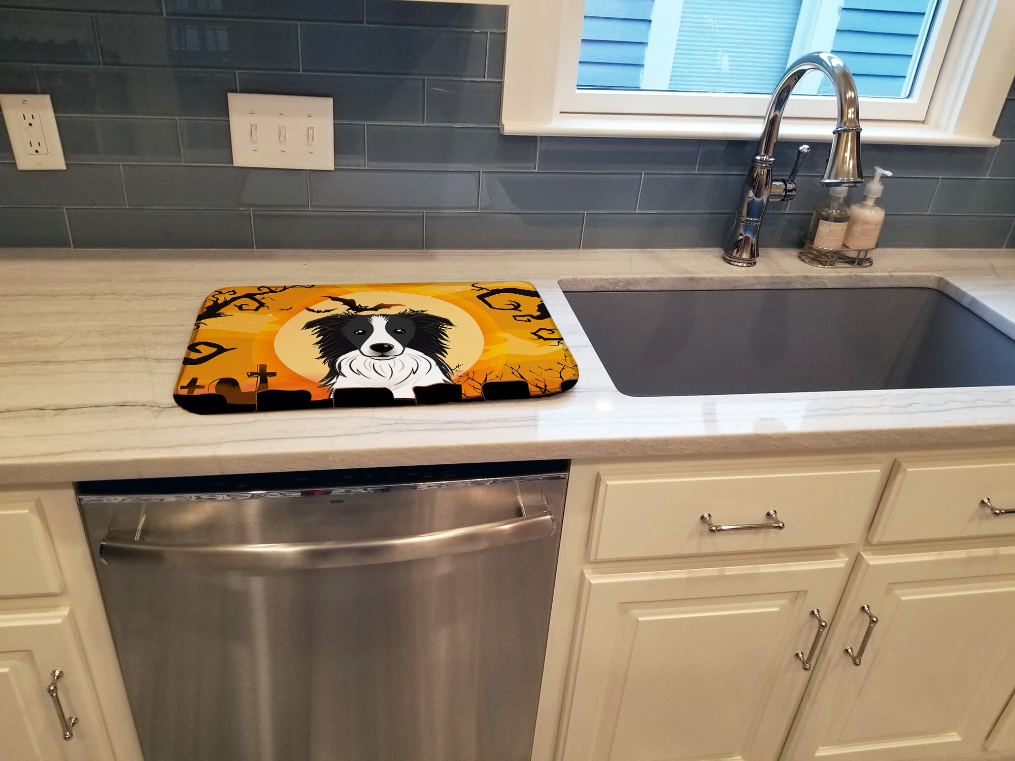 Halloween Border Collie Dish Drying Mat BB1799DDM  the-store.com.