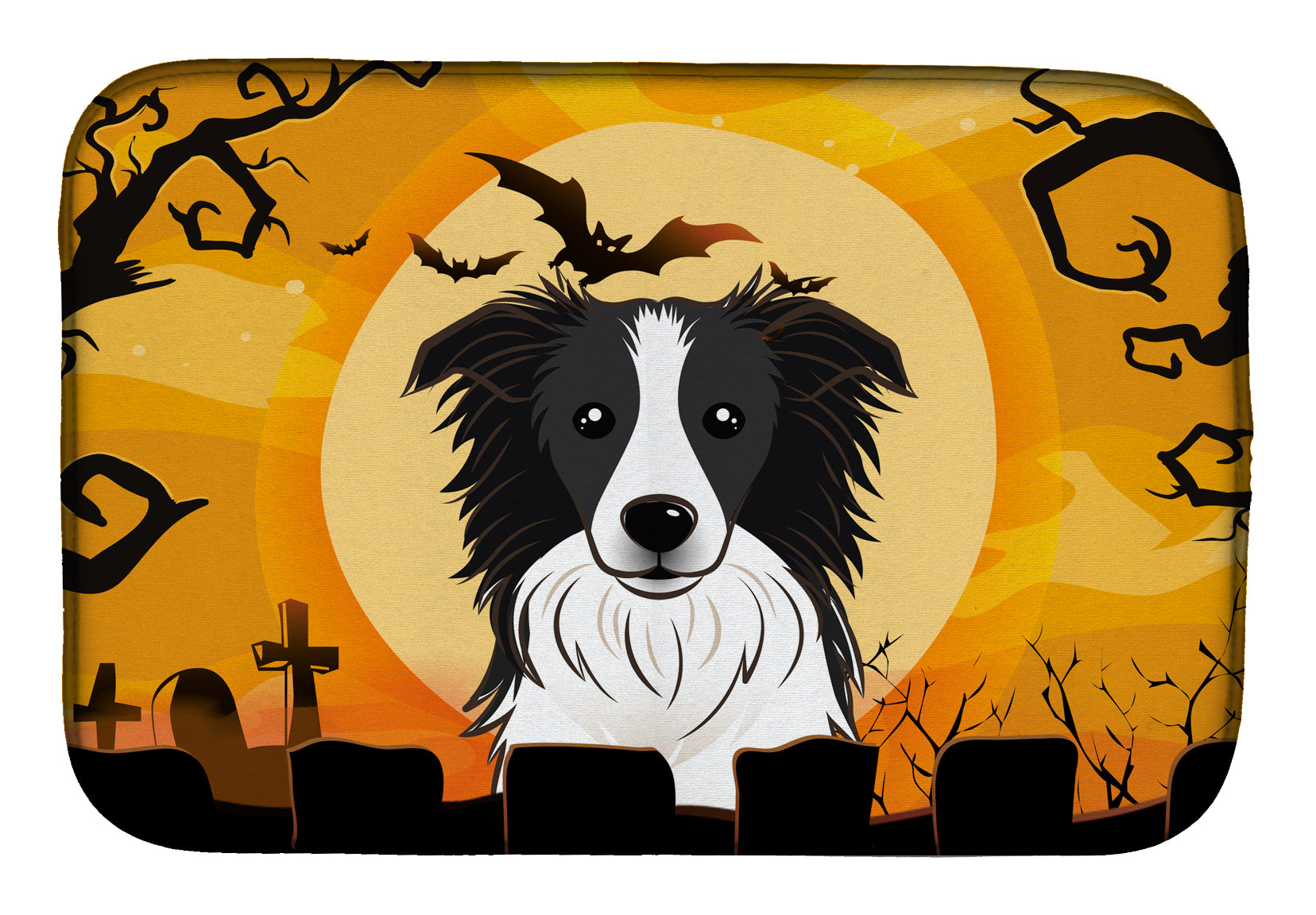 Halloween Border Collie Dish Drying Mat BB1799DDM  the-store.com.