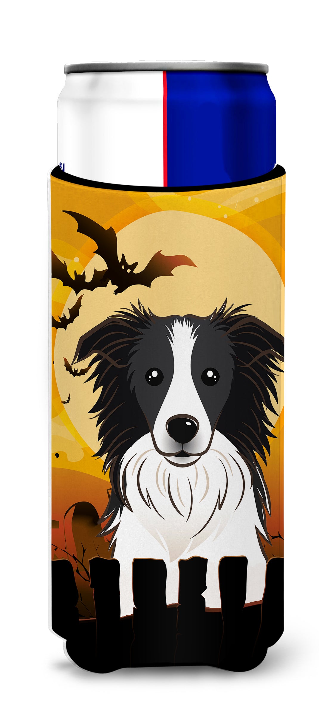 Halloween Border Collie Ultra Beverage Insulators for slim cans BB1799MUK  the-store.com.