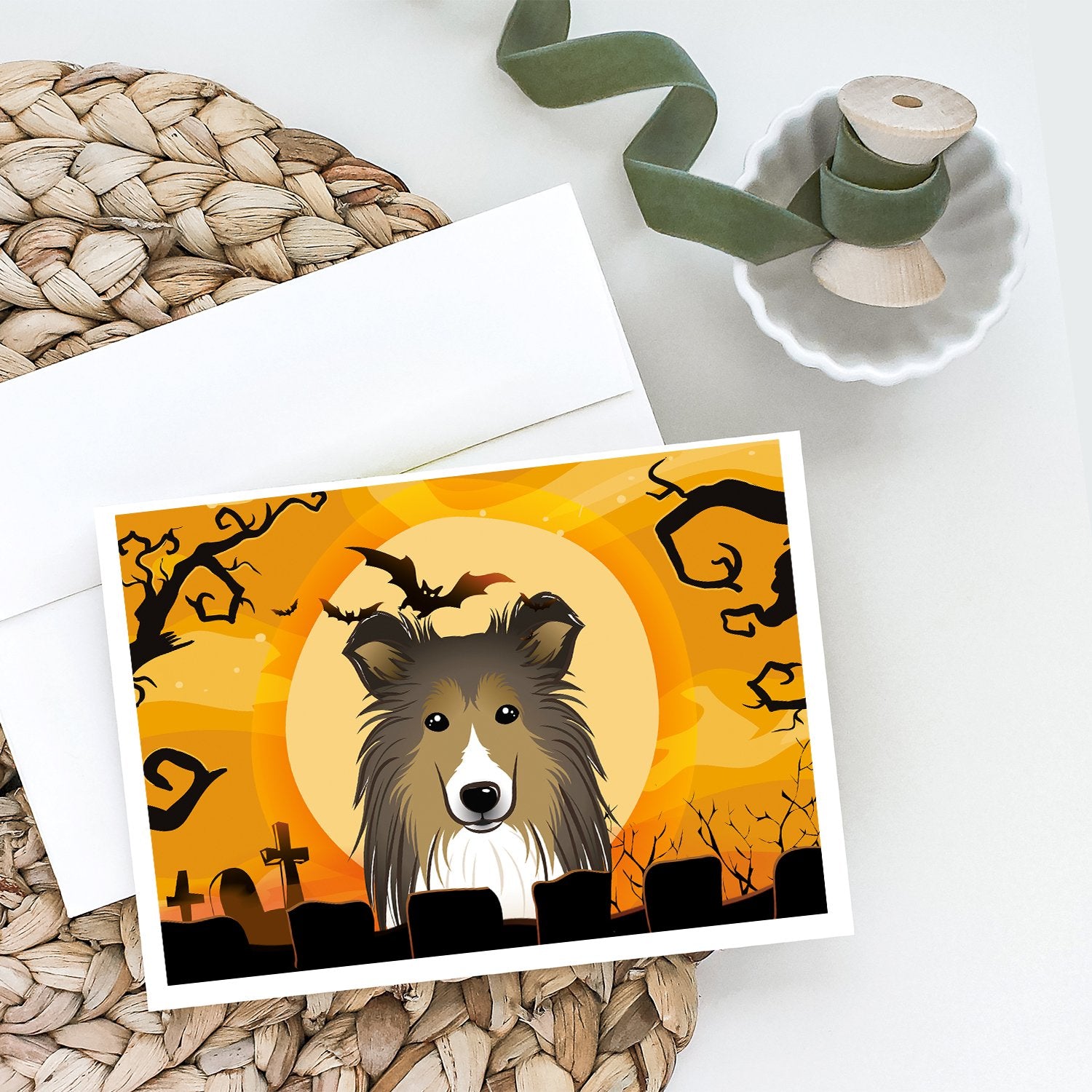 Buy this Halloween Sheltie Greeting Cards and Envelopes Pack of 8