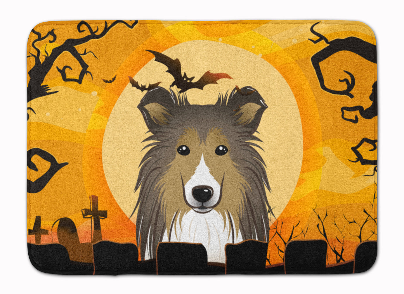 Halloween Sheltie Machine Washable Memory Foam Mat BB1800RUG - the-store.com