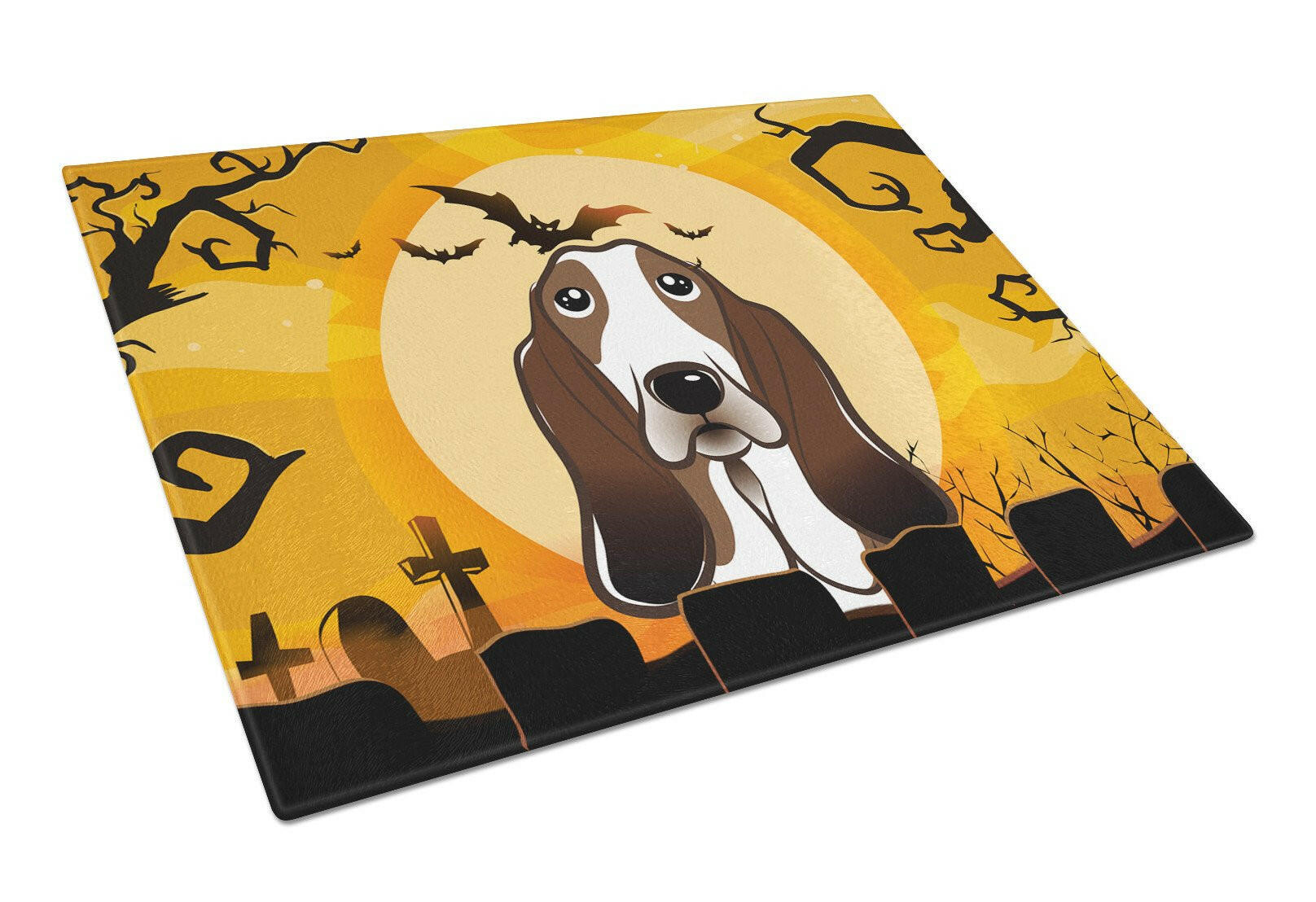 Halloween Basset Hound Glass Cutting Board Large BB1801LCB by Caroline's Treasures