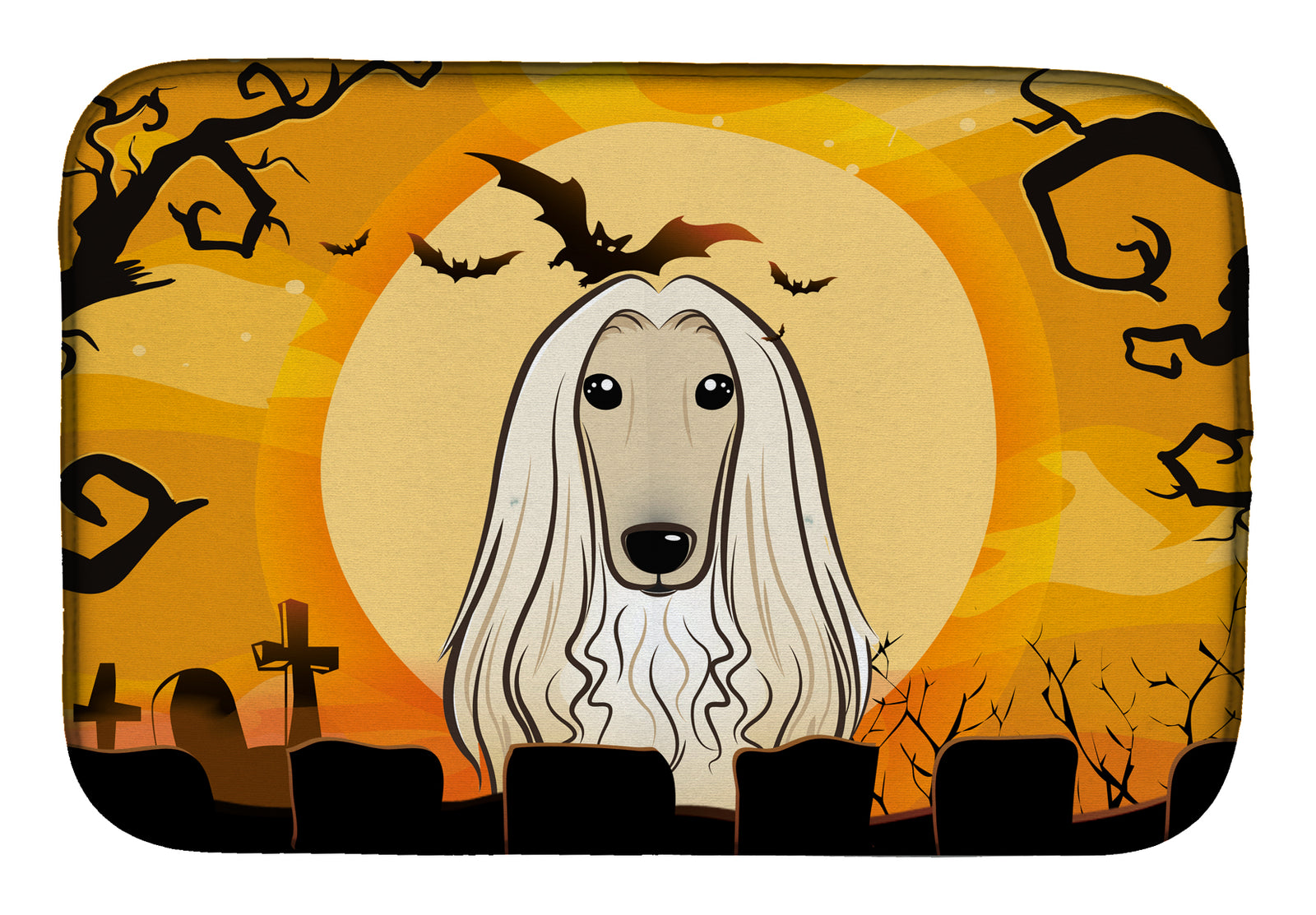 Halloween Afghan Hound Dish Drying Mat BB1802DDM  the-store.com.