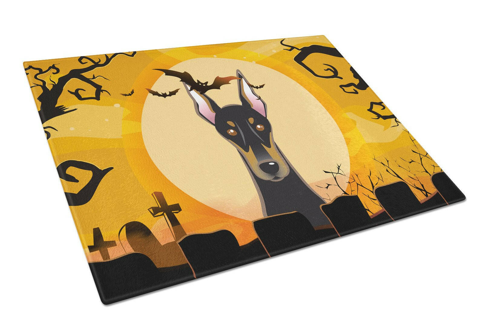 Halloween Doberman Glass Cutting Board Large BB1803LCB by Caroline's Treasures