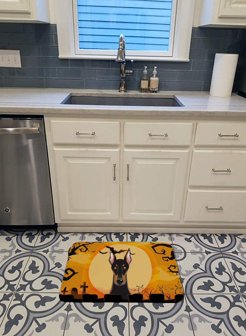 Halloween Doberman Machine Washable Memory Foam Mat BB1803RUG - the-store.com