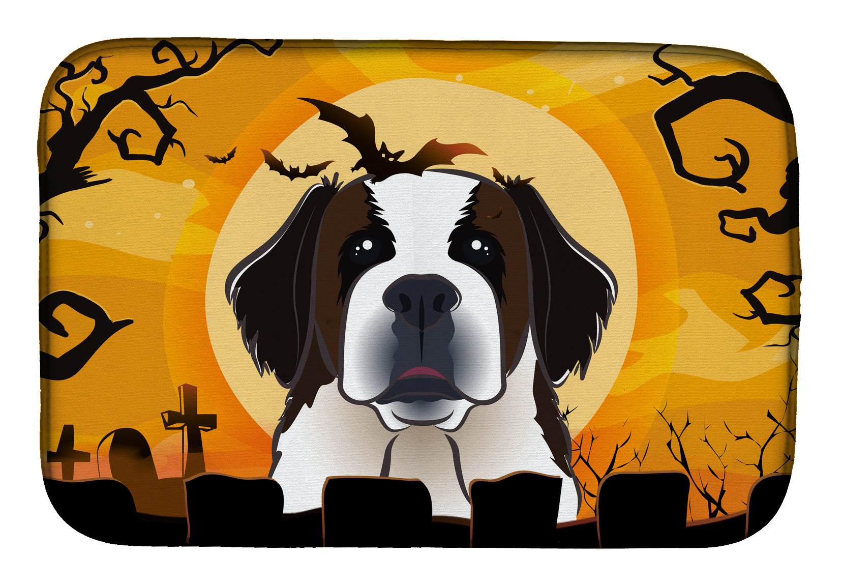 Halloween Saint Bernard Dish Drying Mat BB1804DDM  the-store.com.